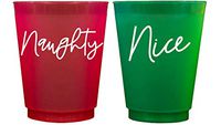 Christmas Party Cups - Reusable Plastic 16oz 10-Cup Variety Pack (Naughty & Nice)