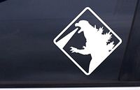 Godzilla Shadow Warning Sign - Vinyl 4" tall (Color: WHITE) decal laptop tablet skateboard car windows stickers