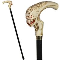 Alien Skull Head Walking Stick Cane Light Color Handle Black Wooden Shaft for Men Women Costume Party Accessory