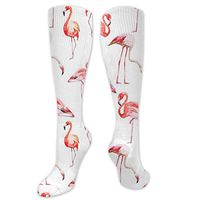 Yitlon8 Watercolor Pink Flamingo Compression Socks for Women & Men - Best for Running, Athletic Sports, Crossfit, Flight Travel -Maternity Pregnancy, Shin Splints - Below Knee High