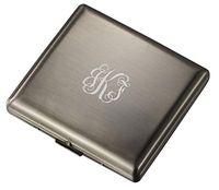 Personalized Visol Antique Silver Double Sided Cigarette Case with Free Laser Engraving (Vine Monogram)