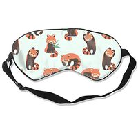 Soft Silk Sleep Eye Mask Red Panda Eye Cover Eyeshade with Adjustable Strap for Kids Girls Men Women Plane Travel Nap Night Sleeping