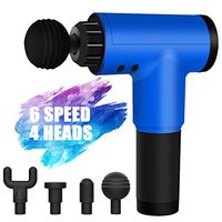 Massage Gun Muscle Neck Back Shoulder Massager- Handheld Deep Tissue Percussion Massager, Rechargeable Powerful Massager with 4 Massage Head Attachments (Blue)
