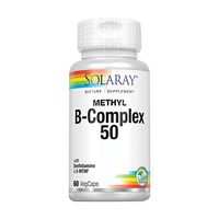 Solaray Methyl B-Complex 50mg | Methylated Forms of Folate & B-12 | Healthy Hair & Skin, Nerves, Immune Function & Metabolism Support | 60 VegCaps
