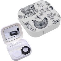 Portable Contact Lens Case Box Travel Kit Mirror + Bottle + Tweezers Container Holder [ Vintage Food Different Kinds ]
