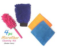 4pc Azi Microfiber Cleaning Kit - Dusting Windows Kitchen Bathroom Mirrors Car Electronics