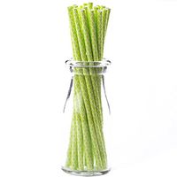 Simply Baked Paper Straw, Lime Quadrafoil, 8" long, Pack of 25, Colorful, Disposable, and Compostable