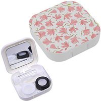 Portable Contact Lens Case Box Travel Kit Mirror + Bottle + Tweezers Container Holder [ Floral ]