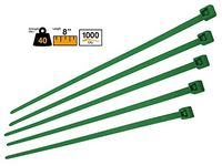 BuyCableTies 8" Intermediate Duty Indoor Cable Ties - 40 lb Rated - Made in USA - Green - 1000 per bag