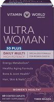 Vitamin World Ultra Woman 50 Plus Daily Multivitamin | Feat. Biotin, Vitamins B, C, D, E, Calcium, Zinc, Selenium, Beta-Carotene | Health & Wellness Multi-Supplement for Women Over 50, 60 Caplets