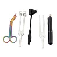 LAJA IMPORTS Set 5 - Reflex Hammer Black Penlight, Tuning Fork C128, C512 & Rainbow Scissor