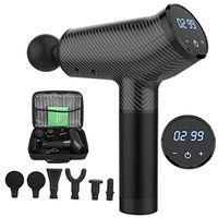 Portable Quiet Massage Device Helps Relieve Muscle Soreness,Massage Gun Handheld 20 Adjustable Speeds Deep Tissue Percussion Body Massager with 6 Massage Heads and Carrying Case (LCD+6Heads-Gray2)