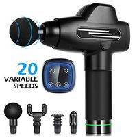 Handheld Professional Percussion Massage Gun with 4 Massage Heads & 20-Speed Choices, Electric Deep Tissue Fitness Massager for Sore Muscles and Stiffness Pain Relief, Back Shoulder Arms Legs.