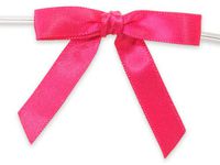 6ct. Pre-Tied HOT Pink 2" Satin Gift Bows Wire Ties Ready-to-Use 3/8" Ribbon
