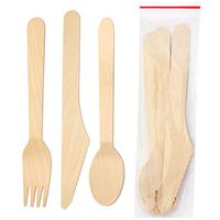 Disposable Wooden Cutlery Heavy Duty Eco-Friendly Utensil Set (15 Pack)