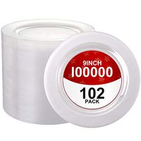 102 Count Clear Plastic Dinner Plates, 9 Inch Round Disposable lunch Plates, Washable and Reusable Wedding Party Plates