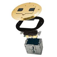 Hubbell-Raco 6239BP Single Gang Floor Kit with Recessed Duplex 15A TR Device and Adjustable Steel Box, Brass Finish