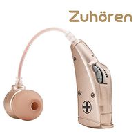 Zuhören Digital Hearing Amplifier with 6 color options. BTE (Behind-The-Ear style) sound enhancer amplifier. Come with 4 sizes of ear buds. The P13 cell battery last up to 95 hours.