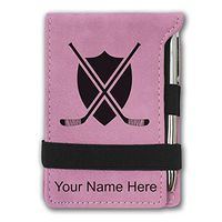 Mini Notepad, Hockey Sticks, Personalized Engraving Included (Pink)