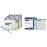 Amazon Brand - Solimo Plastic Applicator Tampons, Light Absorbency Multipack, Light/Regular/Super Absorbency, Unscented, 144 Count (4 Packs of 36) & Solimo Sandwich Storage Bags, 300 Count