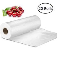 14" X 20" Plastic Produce Bag on a Roll, Clear Food Storage Bags for Bread Fruits Vegetable, 350 Bags/Roll, Total 20 Rolls