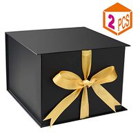 MESHA Gift Box with Lids and Ribbon 7.2x7.2x5 Inches Bridesmaid Gift Box for Christmas Weddings Birthday Black 2pc