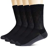 +MD 4 Pairs Womens Non-Binding Moisture Wicking Cushion Bamboo Crew Diabetic Socks with Seamless Toe,Black 9-11