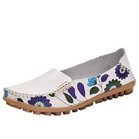 Shusuen Fashion Women's Slip On Flats Shoes Comfort Walking Classic Round Toe Shoes Pumps Loafers White