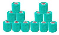 2 Inch Vet Wrap Tape Self Adhesive Medical Bandage Free Bonus Rolls (Teal) (10 Pack Plus 2 Free Rolls) Self Adherent Cohesive First Aid Sport Flex Wrist Ankle Knee Sprains and Swelling
