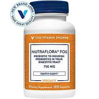 The Vitamin Shoppe Nutra Flora FOS 750MG (FructoOligosaccharides), Prebiotic to Nourish Probiotics in Your Digestive Tract, Supplement for Digestion and Intestinal Health Colon Care (100 Capsules)