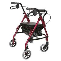 Walkers Elderly Travel Shopping Trolley with Seat Folding Height Adjustable Four Wheel Gift (Color : Red, Size : 4583-94cm)