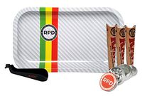 RAW Ash Catcher, RAW Natural King Size Cones (3 Packs), Rolling Paper Depot 42mm Grinder, with Rolling Paper Depot Rolling Tray (Frost Racer) - 6 Item Bundle