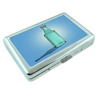 Water Bottle Em1 Hip Silver Cigarette Case Id Holder Metal Wallet 4" X 2.75" RFID Protection