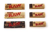 RAW Rolling Paper Bundle - 1 1/4 Size 3 Pack Variety of Classic, Organic Hemp, Classic Black Papers, and RAW Tips