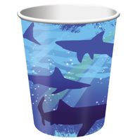 8-Count 9-Ounce Hot/Cold Paper Beverage Cups, Shark Splash