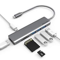 USB C Hub, Elando 7-in-1 Aluminum USB C Adapter with 4K HDMI Output, Type-C PD Charging, SD/TF Card Reader, 3 USB 3.0 Ports, USB C to HDMI Data Hub Compatible for USB C Devices