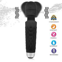 Powerful Wand Massager for Women Men, 20 Magic Upgraded Vibration Modes, Electric Handheld Rechargeable Waterproof Cordless Mute Personal Massager for Neck Shoulder Back Body - Best Gift (Black)