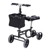 Kanizz Elder Broken Leg Foot Injuries Knee Walker Adjustable Height Folding Handlebar Pad 7.8" Tire with Basket Steerable Scooter