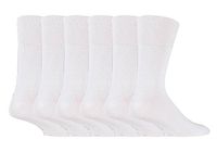 6 Pack Mens Thin Non Binding Extra Wide Loose Top Cotton Diabetic Socks Tag Size Mens 6-11/ UK 39-45 (7-12 US, White)