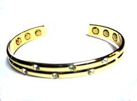 Powerful and Beautiful Magnetic Cuff Bangle Bracelet with 6 Magents and Rhinestone Crystals