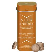 Viter Energy Caffeinated Mints - 40mg Caffeine & B-Vitamins Per Powerful Sugar Free Mint. Boost Energy, Focus & Fresh Breath. 2 Pieces Replace 1 Coffee (Chocolate Mint, Single Tin)