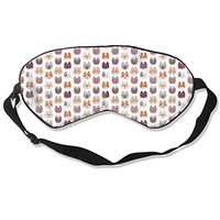 100% Silk Sleep Mask Eye Mask Cute Cat Pattern Soft Eyeshade Blindfold with Adjustable Strap for Sleeping Travel Work Naps Blocks Light