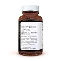 Bilberry Extract 10,000mg x 180 Tablets - 10 X More anthocyanidins per Tablet Than Most Others - and 5mg Black Pepper Extract for 300% Increased Absorption. SKU: BILB3