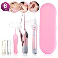 6 Pcs Ear Wax Removal Tool Kit, Upgrade Cleaner Earpick with LED Light and 5X Magnifying Glass - Includes Free Storage Case.
