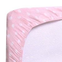 Big Oshi Fitted Mini Crib Sheet - for Portable Cribs or Mini Cribs - Fits Mattresses up to 3 Inches Deep - Knitted, 100% Cotton, Pink Dots Pattern