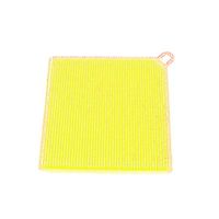 Colorido Household Kitchen Square Shape Silicone Dish Washing Scrubber Cleaning Tool size Medium (Yellow)