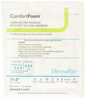 ComfortFoam - 3" x 3" - Self Adherent, Soft Silicone Foam Dressing - for Full and Thick Exuding Wounds, Showerproof, Provides Thermal Insulation
