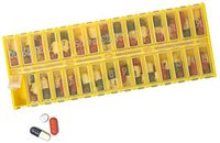 30 Day Monthly Pill Box Organizer with Removable Reusable Lid and Extra Lid (Pill Box with Reusable Lids - Clear)