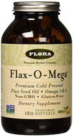 Flora Flax O Mega 180 Capsules  - Premium Flax Seed Omega 3 -6 Oil - Cold Pressed- Non GMO & Vegan