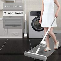 Cleaning Mop, Floor Mop Buckets Sets Dry Flat Mop Bucket Cleaning System Spin Mop Easy Wring Home Cleaner with Mop Heads,A
